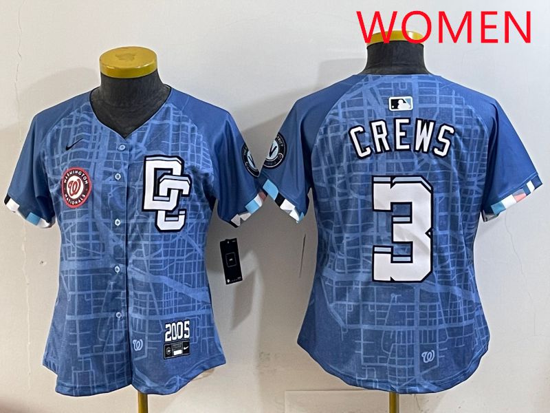 Women Washington Nationals #3 Crews Blue Joint Name 2025 Nike MLB Jersey style 9->women mlb jersey->Women Jersey
